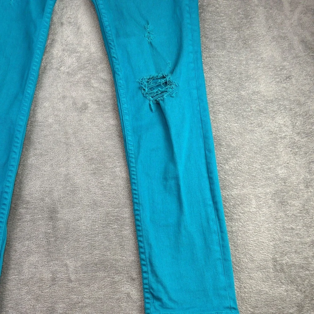 Roxy Women's 9 32x28 Super Skinny Jeans Teal Blue Distressed Retro Grunge Street